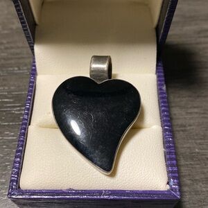 Vintage Black Onyx Heart Pendant!!